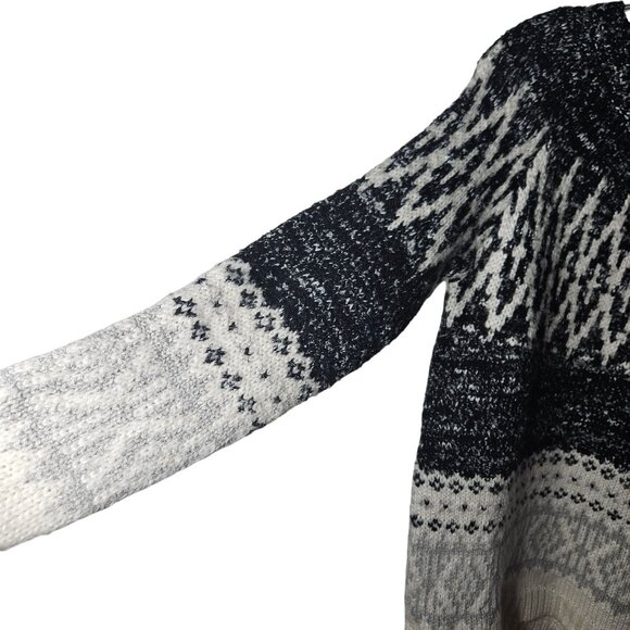 Merona Womens Nordic Pattern Knit Sweater M Black/White - Picture 4 of 5